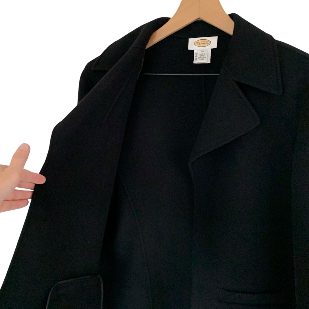 Talbots Black 100% Wool Open Front Jacket (Capsule Minimalist Oversized Retro) - Picture 6 of 9